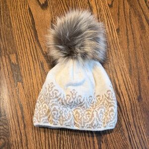Stylish Cream and Brown Pom-Pom Beanie
